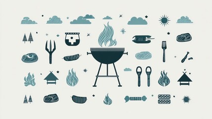 Collection of BBQ related icons