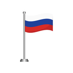 Russia Flag Waving on Flagpole Vector