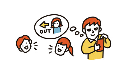 SNSのグループから特定の人物を退出させる人　SNSいじめ