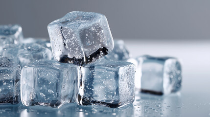 Obraz premium Realistic Stack of Ice Cubes with Glossy Texture