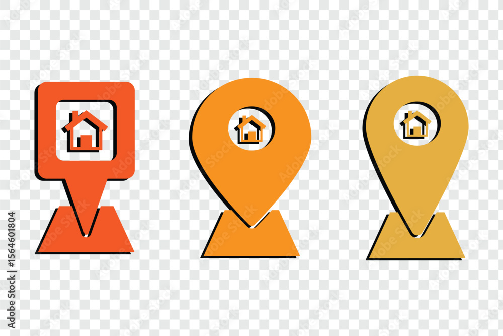 Fototapete set of location icons, location marker on the map. element for application website user interface de