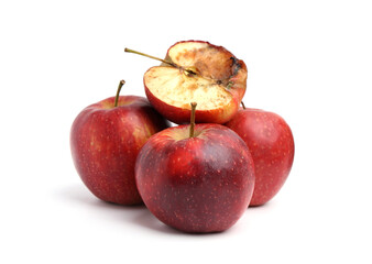 Spoiled apple and good ones isolated on white