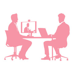 Two People Having Online Video Call Silhouette