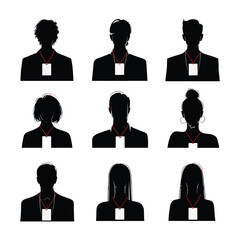 Fototapeta premium Silhouette Grid of Avatar Profiles with Name Tags