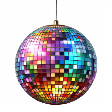 multicolor disco ball isolated on white