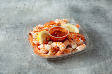 A view of a package of shrimp cocktail.