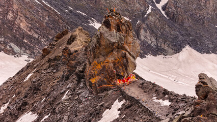 Drone Landscape Capturing the Frozen Majesty of Shrikhand Mahadev