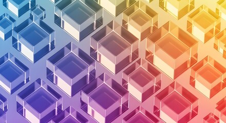 Fototapeta premium Abstract Cubes with Gradient Colors Background | Modern Geometric Design for Technology, Business and Creative Projects