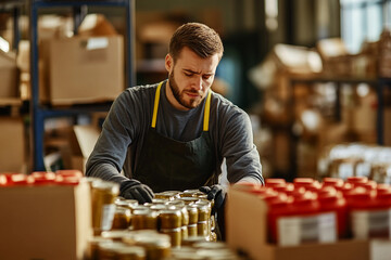 Charity project in a volunteer warehouse center generative ai