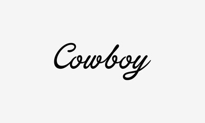 COWBOY Lettering Handwritten Script Minimalist Vintage Western Typography Vector Design