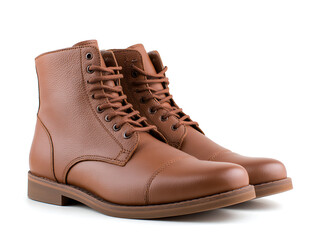 Elegant brown leather boots isolated on a white background, cut out style on transparent, png cut out, ready to bring joy to any space 86013127 1