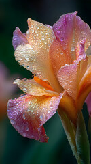 Morning Kiss: A Dew-adorned Petal in Nature's Embrace Capturing the Essence of Simplicity and Elegance