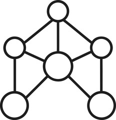 An outline icon network diagram with nodes with white background.