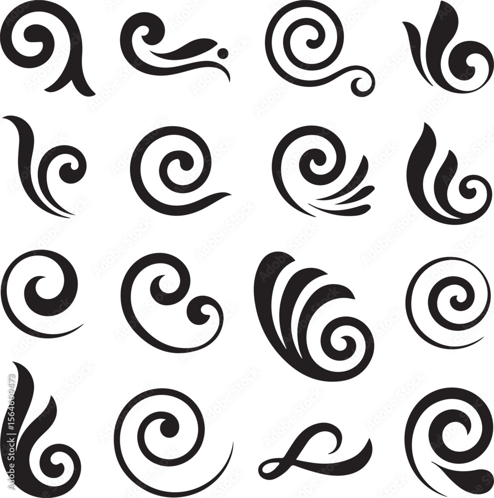 Aufkleber collection of elegant swirl and scroll design elements