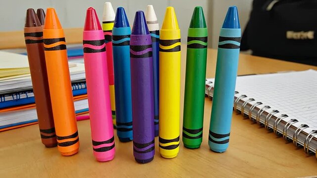 Colorful crayons on desk