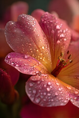 Morning Kiss: A Dew-adorned Petal in Nature's Embrace Capturing the Essence of Simplicity and Elegance