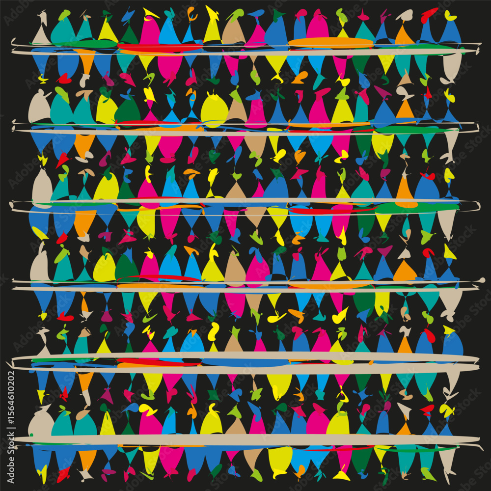 Poster colorful triangle pattern. abstract geometric shapes. horizontal stripe arrangement. vector vibrant 