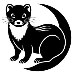 Obraz premium Ferret Icon Vector – Generative AI & Linocut Silhouette Animal Design