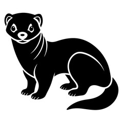 Fototapeta premium Ferret Icon Vector – Generative AI & Linocut Silhouette Animal Design