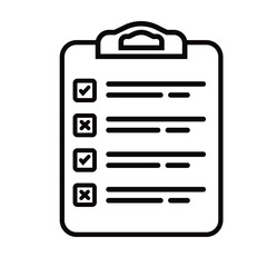 Icon tablet with paper clip. Symbol for check or task tracker. Coach's tactical board. Register or terms of reference.