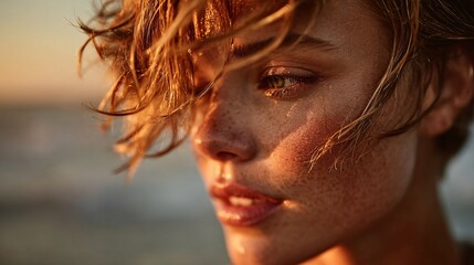 Soft Waves Gently Cascading Over Short Hair in Sun-Drenched Glow