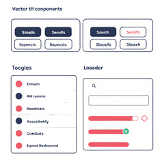 Illustration of vector components tocgles and loader elements with labels and interface features
