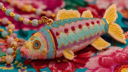 Colorful Whimsical Fish Pendant Necklace with Intricate Craftsmanship