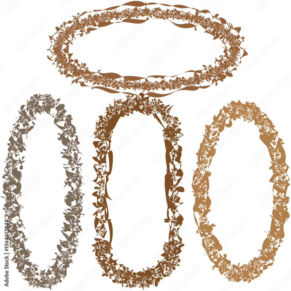Aufkleber golden chain frames. bright oval borders. precious loop set. vector ring collection.