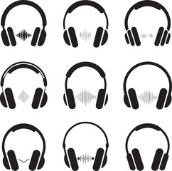 Obraz premium Headphone Icons Collection of 12 Stylish Audio Symbols