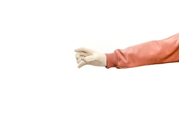 Isolated Arm with Glove Reaching to Grab or Pinch in a Professional Setting