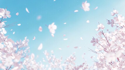 青空のふわふわの桜の背景　Generative AI