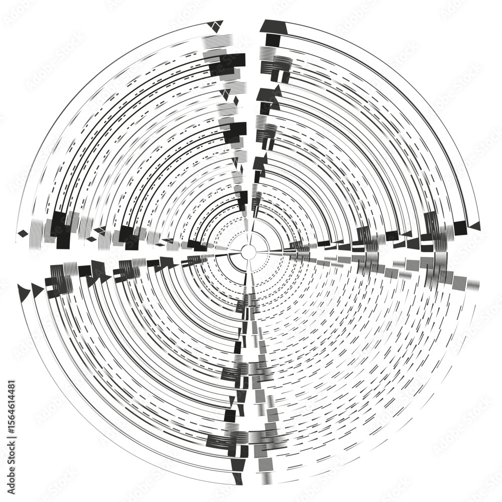 Poster crosshair target icon. radial line pattern. circular focus vector. central symmetry.