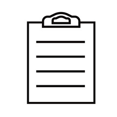 Icon tablet with paper clip. Symbol for check or task tracker. Coach's tactical board. Register or terms of reference.