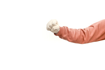 A powerful fist gesture showcasing strength and determination in a clean studio shot