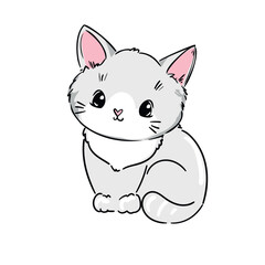 Hand Drawn cute cat sketch vector illustration, Kids Print design, children trend print on t-shirt