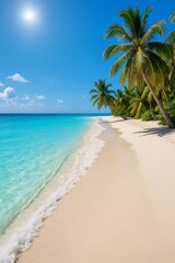 Fototapeta premium tropical beach with palm trees