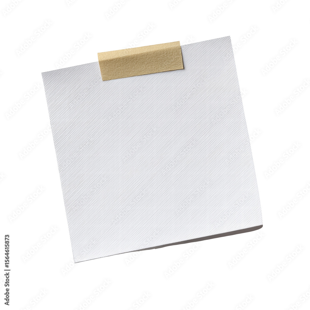 Poster isolated white paper note on transparent background with tape for message or reminder