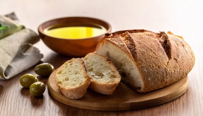 sliced bread with olive oil AI generated