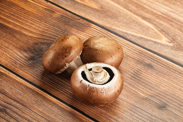 Raw brown champignon for cooking