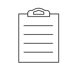 Icon tablet with paper clip. Symbol for check or task tracker. Coach's tactical board. Register or terms of reference.