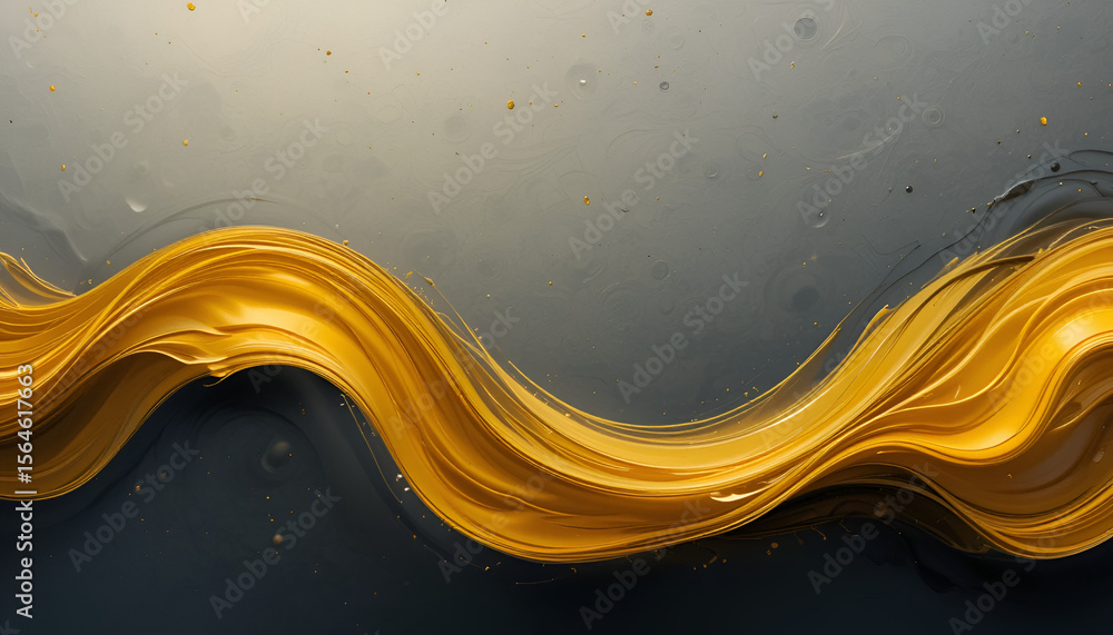 Poster golden wave flowing across a dark gray background creates an elegant, fluid abstract design suitable