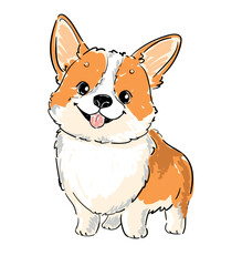 Cute Corgi hand drawn illustration vector, Kids Print t-shirt