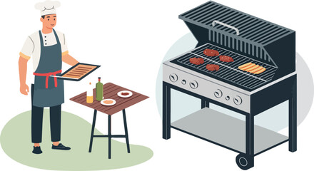 Grill Silhouette vector design, Grill Illustration vector design, Set of Grill silhouette vector design