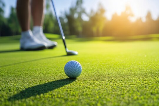 golfer with golf ball in the morning