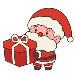 Santa claus with gift box hand drawn illustration