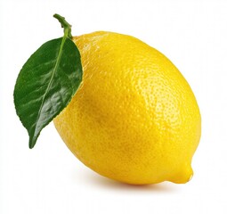 Minimalist lemon isolated on white background, bright citrus fruit with fresh texture, clean stylized illustration, gentle shading and sharp edges