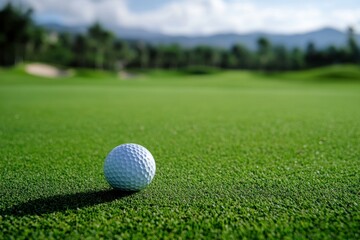 close up of golf ball on green grass