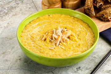 Corn cream soup with crab
