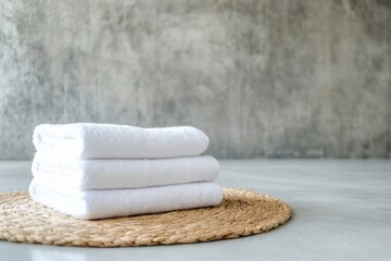 stack of towels on rug
