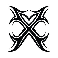 Obraz premium Abstract geometric symmetrical design black silhouette vector illustration